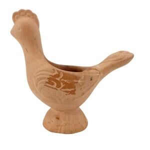 vintage AVON terracotta Chicken votive Candle Holder folk art farmhouse bird
